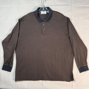 Turnbury Long Sleeve Polo Shirt Mercerized Pima Cotton Men’s XL Brown